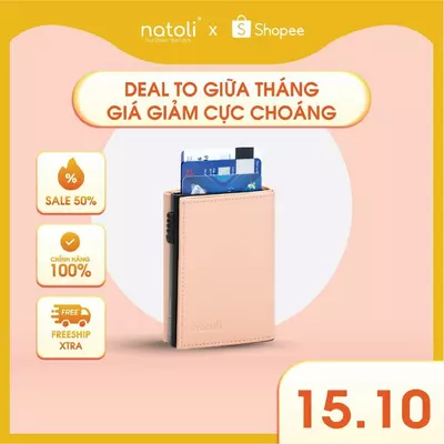 Ví nữ mini đựng thẻ gập 3 thông minh thương hiệu Natoli ngăn đẩy thẻ nhỏ gọn cao cấp - Futuristic Mini Wallet V8