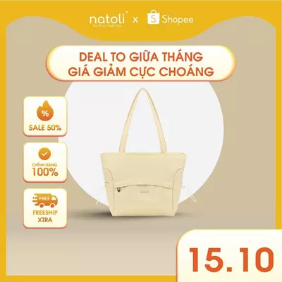 Túi tote vải canvas NATOLI nhiều ngăn có khóa kéo chống nước cao cấp - BST Side Cinch Bag T20