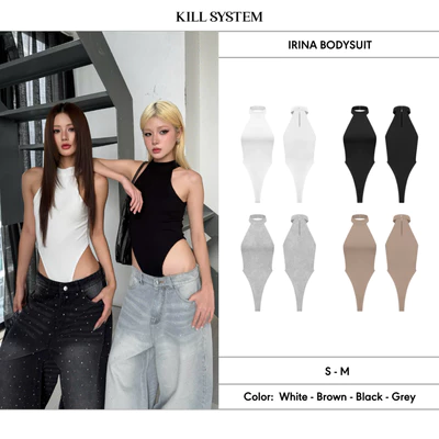 Áo bodysuit trơn cổ yếm tôn dáng IRINA - 𝐊𝐈𝐋𝐋 𝐒𝐘𝐒𝐓𝐄𝐌