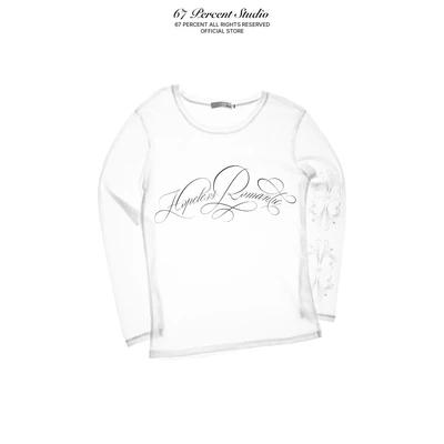 Áo Thun Tay Dài 67PERCENT / 67% Chất Liệu Cotton Hình In "Hopeless Romantic" 2 Màu Trắng Đen UNISEX