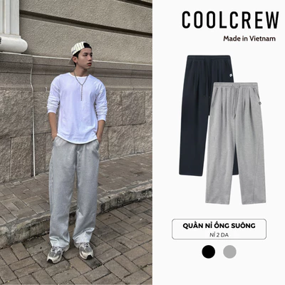 Quần Nỉ Ống Rộng Cạp Chun 𝐂𝐎𝐎𝐋𝐂𝐑𝐄𝐖 Unisex Quần Dài Thể Thao Nam Ống Suông Phong Cách Đơn Giản QTD035
