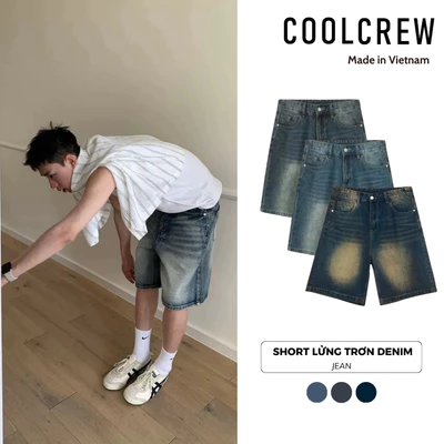Quần short jean ngang gối 𝐂𝐎𝐎𝐋𝐂𝐑𝐄𝐖, vải denim dày dặn CRS01-03 QTN045