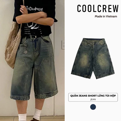 Quần Jeans Short Lửng Túi Kiểu 𝐂𝐎𝐎𝐋𝐂𝐑𝐄𝐖 Dáng Rộng Nam Nữ Phong Cách Bụi Bặm Đường Phố QTL046