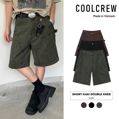 Quần Short Kaki Double Knee 𝐂𝐎𝐎𝐋𝐂𝐑𝐄𝐖 Quần Lửng Ống Rộng Nhiều Màu Thời Trang Thu Hè QTL005