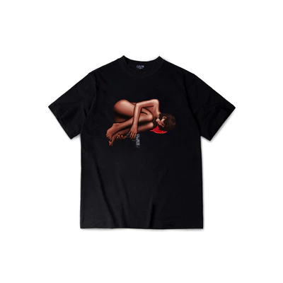 Áo thun "GOLDIE NAKED LONER BLACK" màu đen 100% cotton