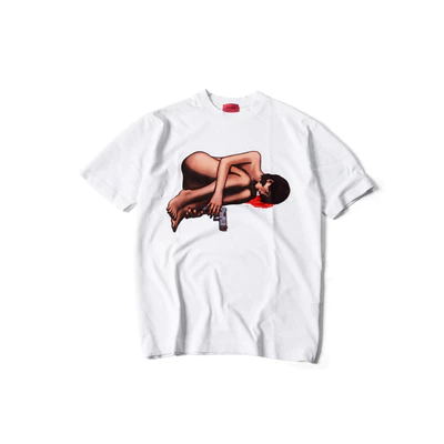 Áo thun "GOLDIE NAKED LONER WHITE" màu trắng 100% cotton