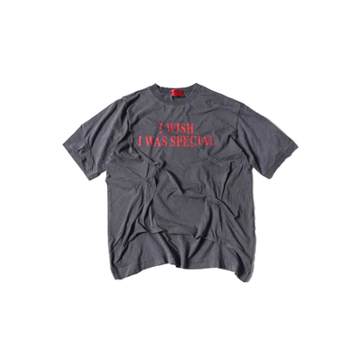 Áo thun "GOLDIE IWIWS" màu xám giặt mài 100% cotton