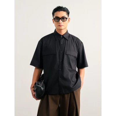 Áo Sơ Mi Nam B Brown Lucas Pocket Relaxed Shirts - Tay Lửng Túi Hộp, Thoải Mái, Mặc Hàng Ngày