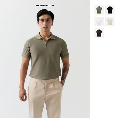  Áo Polo Nam Regular Trụ Zipper Cotton Blend, Chất Vải Cotton blend Thoải Mái, PL0188, SOME HOW STORE