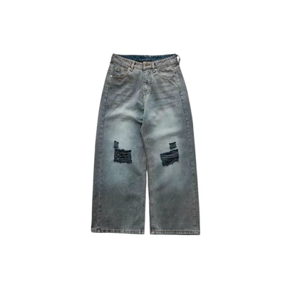 Washed Grey Distressed Wide-Leg Jean - Quân Wide-Leg jeans ống rộng Whose Studio 2084