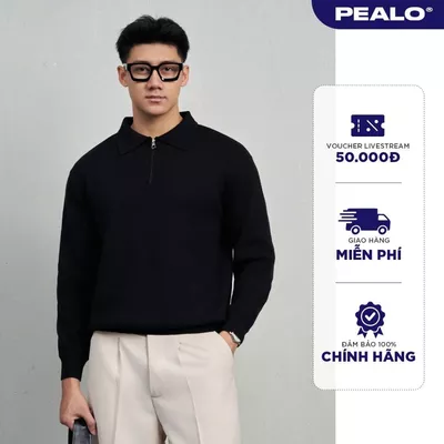 Áo len polo kéo khoá PEALO dài tay chất liệu len cao cấp SPK2