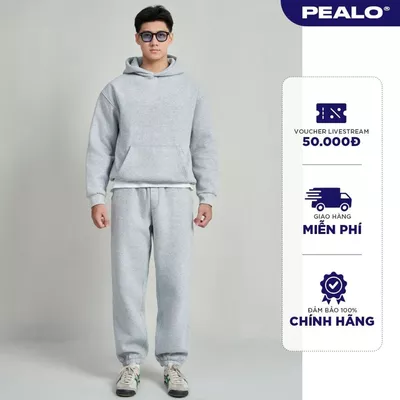 Bộ thể thao Nam Nữ Hoodie PEALO Form Rộng Boxy nhẹ Chất Nỉ Bông Cao Cấp Trơn dày dặn ấm áp