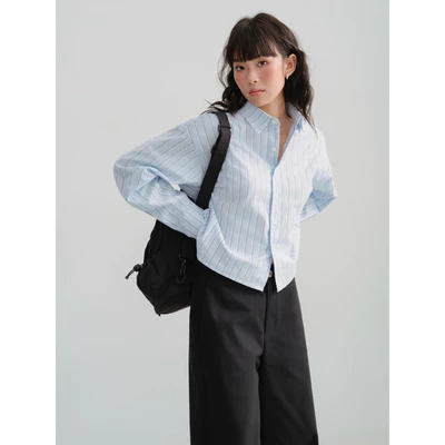 DOB - Áo sơ mi nữ tay dài sọc basic Dob shirt