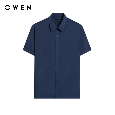 Owen - Áo sơ mi ngắn tay Body Fit  AB258041NTR26.1 màu Xanh tím than chất liệu Poly Rayon