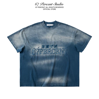 Áo Thun Wash Hiệu Ứng Logo Thêu Kỹ Thuật 67PERCENT / 67% - SASHIKO T-SHIRT