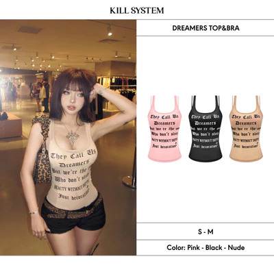 Áo ba lỗ xuyên thấu in chữ sexy tôn dáng DREAMERS - 𝐊𝐈𝐋𝐋 𝐒𝐘𝐒𝐓𝐄𝐌
