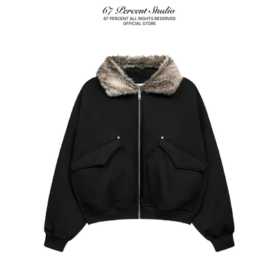 Áo Khoác Hoodie Cotton Phối Cổ Lông 67PERCENT / 67% - FUR TRIMMED HOODIE