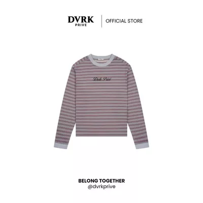 Áo Tay Dài Form Oversized Họa Tiết Sọc Ngang Màu Tím-DVRK-25R