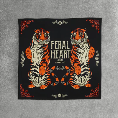 [ NEW ] Khăn Vuông Bandanas | GORI - FERAL HEART - Đội đầu , che nắng , đi phượt , phụ kiện thời trang - 60x60