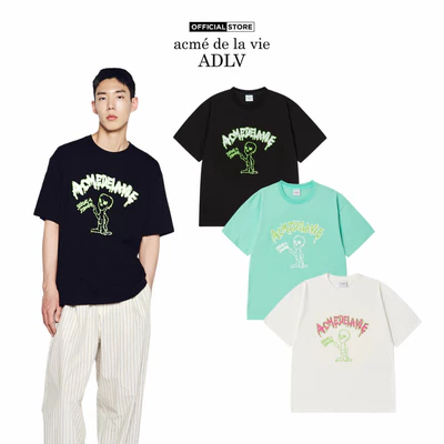 Áo thun ADLV Flow Alien dáng oversized màu đen/kem/xanh ngọc - Hàng chính hãng