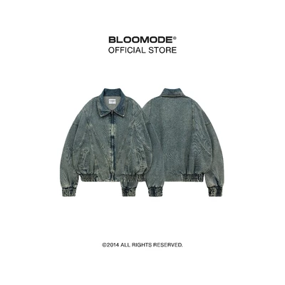BLOOMODE® WASHED DENIM BOMBER JACKET
