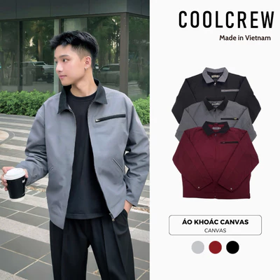 Áo Khoác Canvas 𝗖𝗼𝗼𝗹𝗰𝗿𝗲𝘄 Unisex Nam Nữ Phối Cổ Cách Điệu– Chuẩn Phong Cách Menswear Hàn Quốc AKD048
