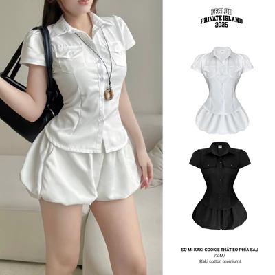 [CÓ TÁCH SET] ÁO SƠ MI KAKI COOKIE CÓ DÂY THẮT EO PHÍA SAU FFCLUB MIX