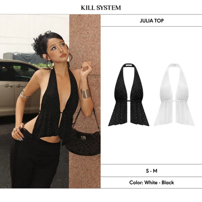 Áo yếm cột dây hở lưng tôn dáng đính đá JULIA - 𝐊𝐈𝐋𝐋 𝐒𝐘𝐒𝐓𝐄𝐌