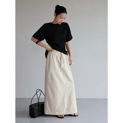 Chân váy linen lưng thun form dài 𝐒𝐎𝐌𝐒 | 𝐅𝐥𝐨𝐰 𝐒𝐤𝐢𝐫𝐭