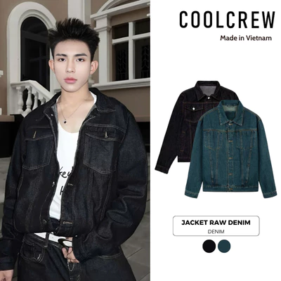 Áo Jacket Raw Denim Basic 𝐂𝐎𝐎𝐋𝐂𝐑𝐄𝐖 Dáng Regular Phong Cách Streetwear Năng Động AKD059