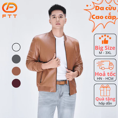 Áo khoác da cừu nam Bomber Jacket bo chun da cao cấp FTT Leather bền bỉ không bong, tróc, nổ AD602C