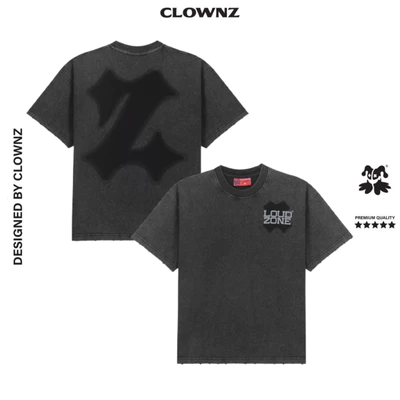 Áo phông ClownZ Z Letter Washed T-shirt heavy cotton 280 GSM cao cấp áo thun nam nữ unisex 280GSM