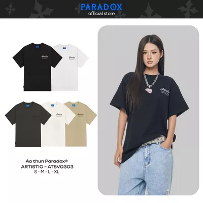 Áo thun oversize ARTISTIC TEE Cotton Màu Đen, Kem, Trắng PARADOX AT5V0303