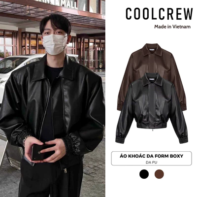 Áo Khoác Da Form Boxy 𝐂𝐎𝐎𝐋𝐂𝐑𝐄𝐖 Fit Tôn Dáng Basic Nam Nữ Phong Cách Trẻ Hàn Quốc 01 AKD042