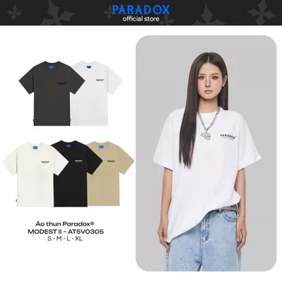 Áo thun MODEST II TEE Cotton Màu Đen, Kem, Trắng PARADOX AT5V0305