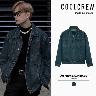 Áo Khoác Jean Xanh Rêu 𝐂𝐎𝐎𝐋𝐂𝐑𝐄𝐖 Denim Unisex Nam Nữ Form Rộng Phong Cách Streetwear Cá Tính AKD063