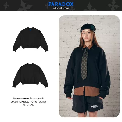 Áo sweater BABY LABEL SWEATER ĐEN nỉ PARADOX ST5T0601