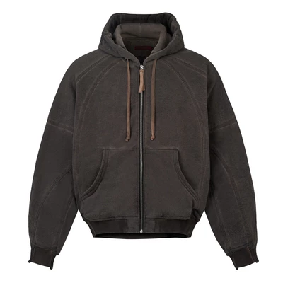 Áo Hoodie Oversized rã rập - Ivankov Spliced Washed Saggy* Zip Hoodie