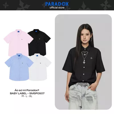 Áo sơ mi tay ngắn BABY LABEL SHIRT Cotton Oxford PARADOX SM5P0507