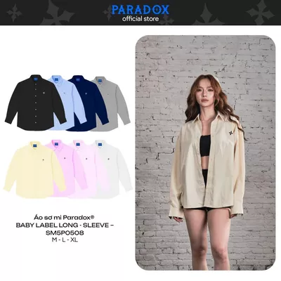 Áo sơ mi tay dài BABY LABEL LONGSLEEVE SHIRT Cotton Oxford PARADOX SM5P0508