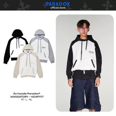 Áo hoodie MANDATORY HOODIE ZIP Chất nỉ bông PARADOX HD4P1117