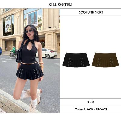 Chân váy xếp ly mắt cáo kèm quần bảo hộ SOOYUNN - 𝐊𝐈𝐋𝐋 𝐒𝐘𝐒𝐓𝐄𝐌