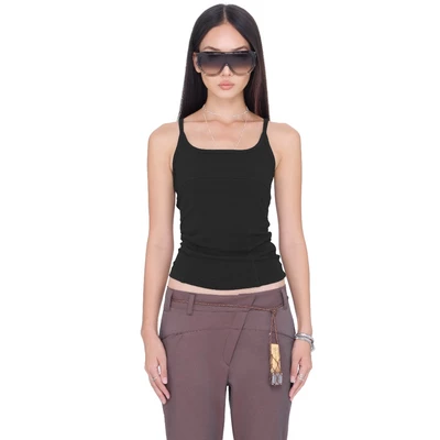 Áo thun 2 dây nữ ráp vải viền dập nổi - BEUTER® WMNS BLACK TANK TOP - BLACK