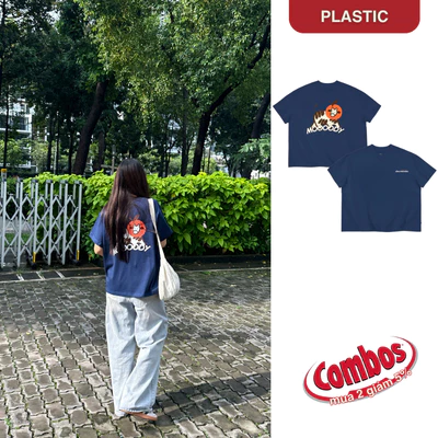 Áo thun, áo boxy oversized xanh navy "Sống phải ráng", áo thun boxy form rộng vải dày dặn 250Gsm 100% Cotton