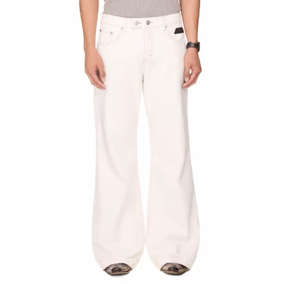 Quần jean ống loe unisex - BEUTER® FLARE RAW DENIM JEANS - OFF-WHITE