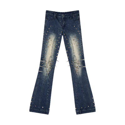Quần Low Waist Spike-Studded Retro Skinny Jeans