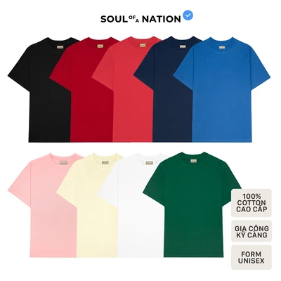 [GIÁ TRẢI NGHIỆM] Áo thun trơn unisex CAO CẤP form basic 100%cotton premium vải dày, không xù lông SOUL OF A NATION