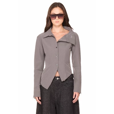Áo sơ mi nữ trễ vai dáng ngắn - BEUTER® WMNS ASYMMETRIC SHIRT - GREY