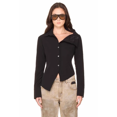 Áo sơ mi nữ trễ vai dáng ngắn - BEUTER® WMNS ASYMMETRIC SHIRT - BLACK