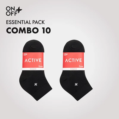 Combo 10 đôi tất vớ nữ cổ trung mỏng mịn Cotton thoáng khí thấm hút mồ hôi - ONOFF 16AQ23A115
